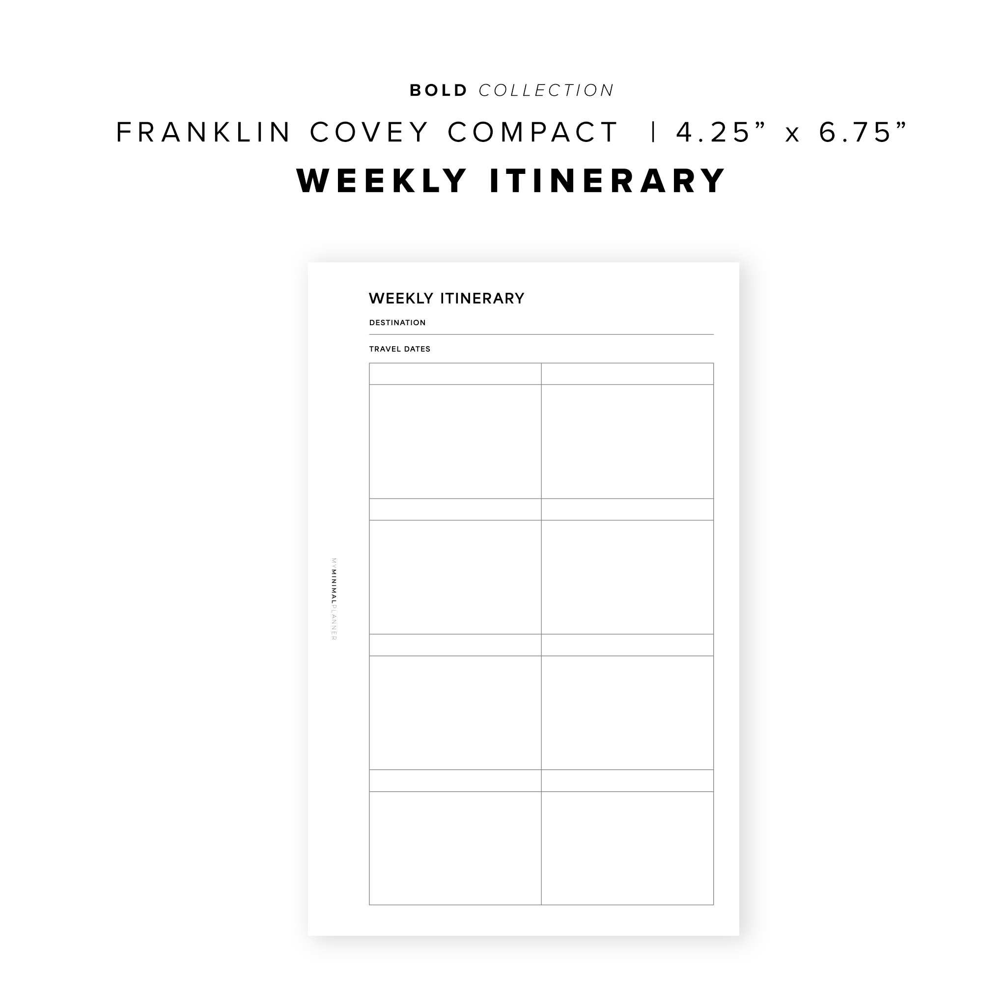 PR261 - Weekly Itinerary - Printable Insert