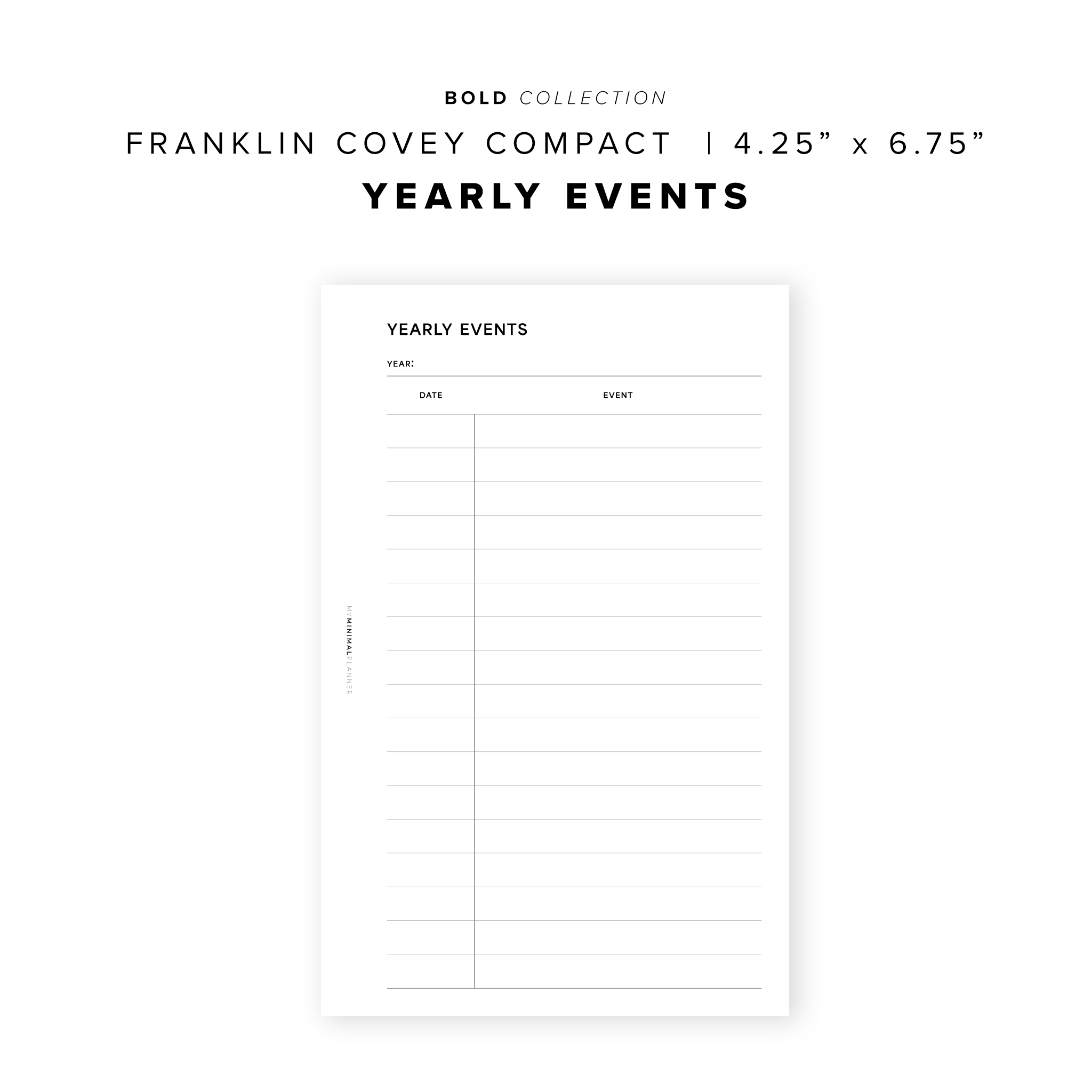 PR286 - Yearly Events - Printable Insert