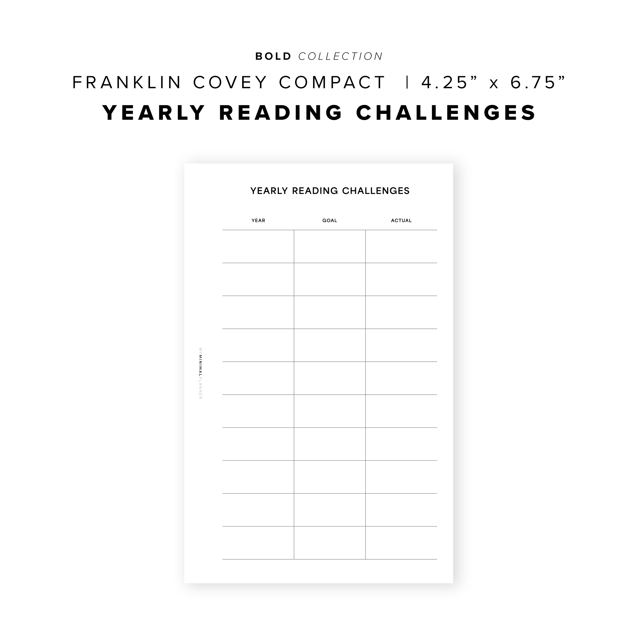 PR310 - Yearly Reading Challenges - Printable Insert