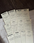 PPC38 - Guest Check: 2026 Monthly Planner Cards  - Printable Planner Cards