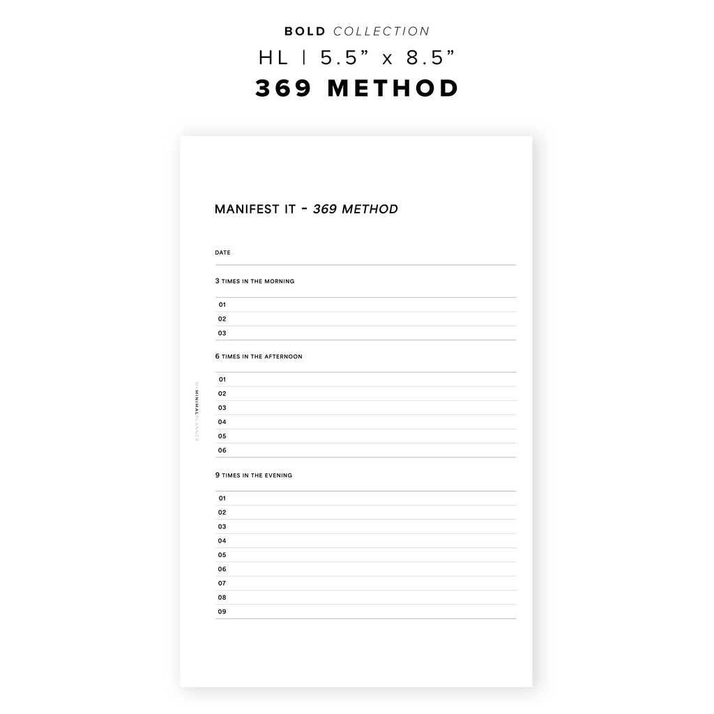 PR246 - 369 Manifest Method - Printable Insert – My Minimal Planner