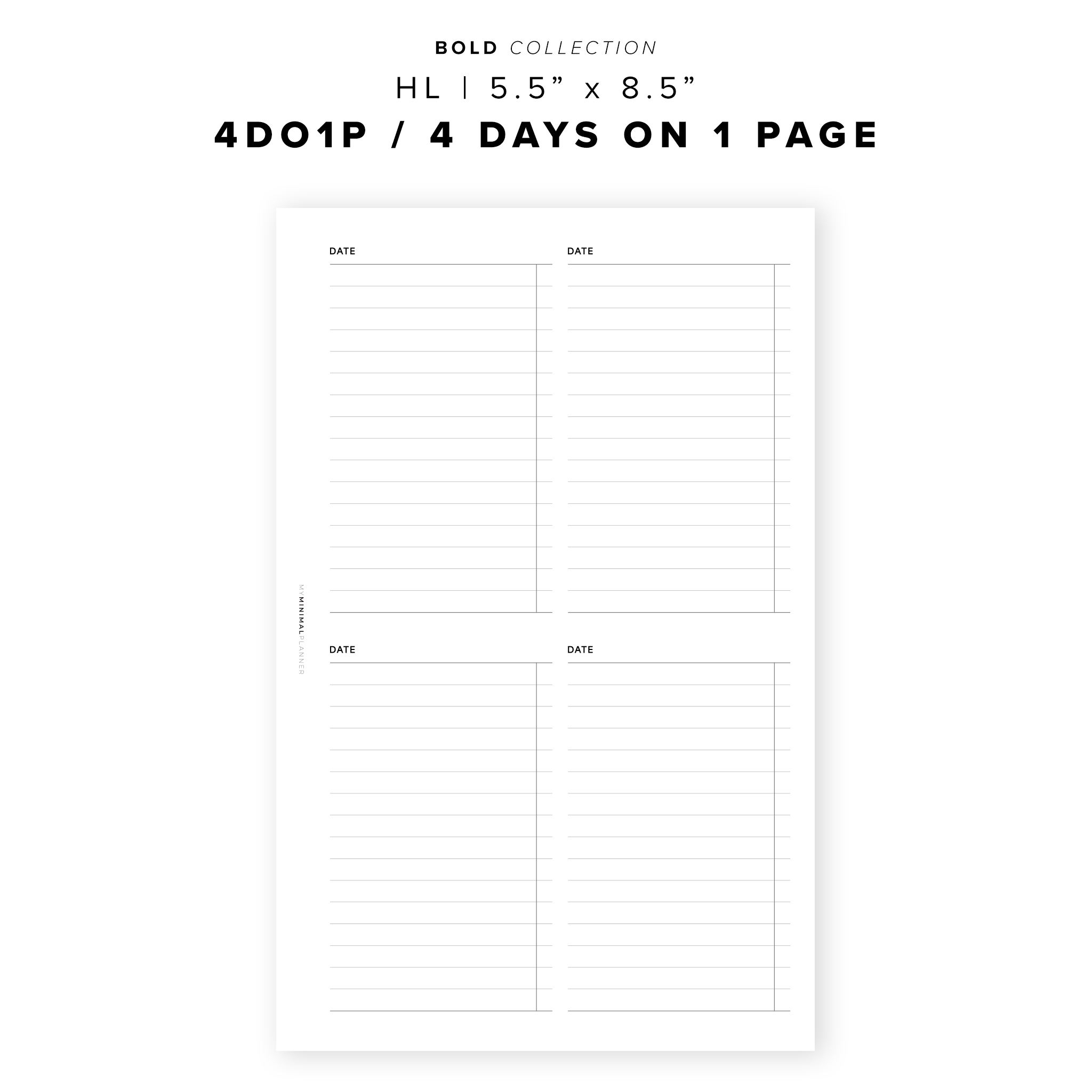 PR290 - 4DO1P / 4 days on one page - Printable Insert