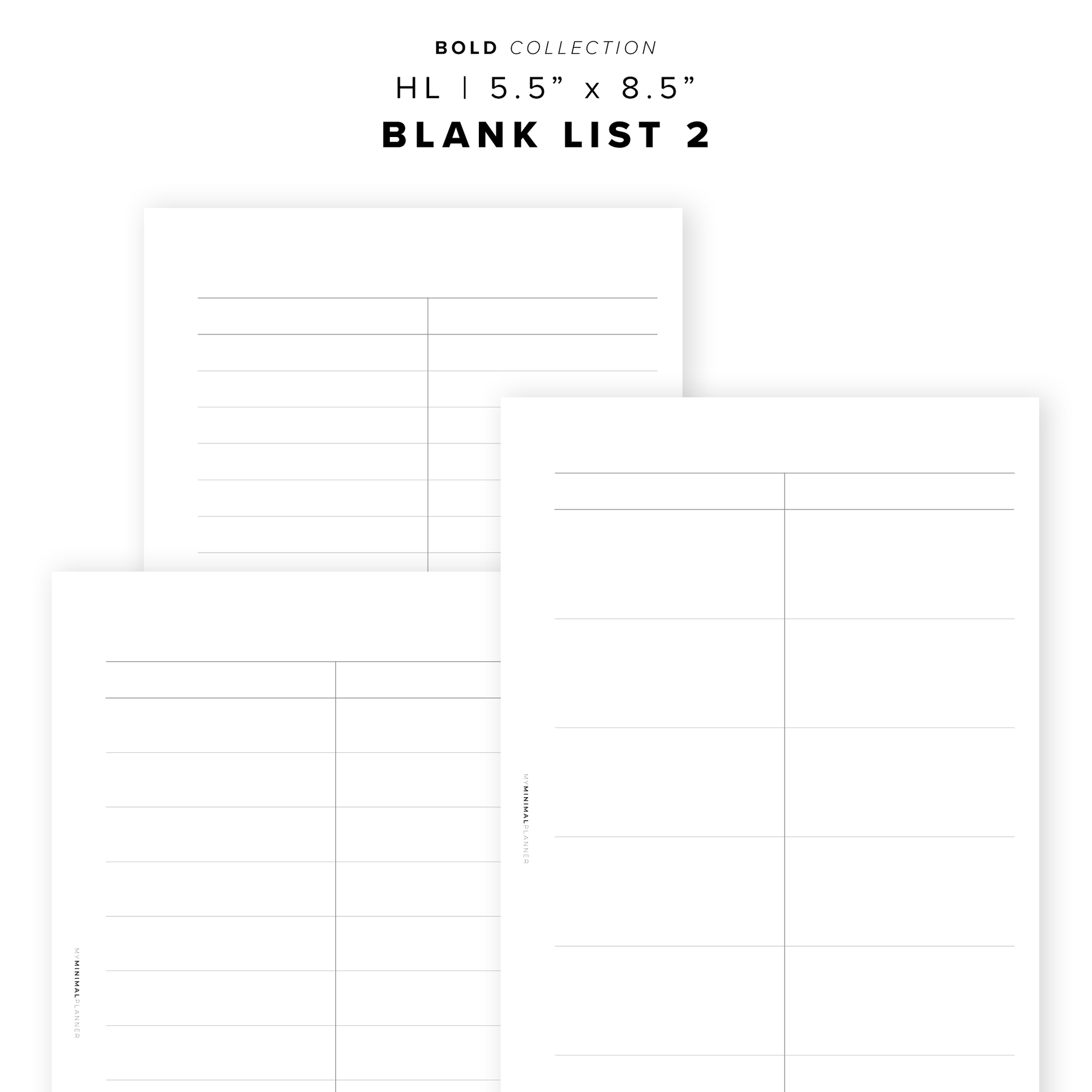 PR315 - Blank List 2 - Printable Insert – My Minimal Planner