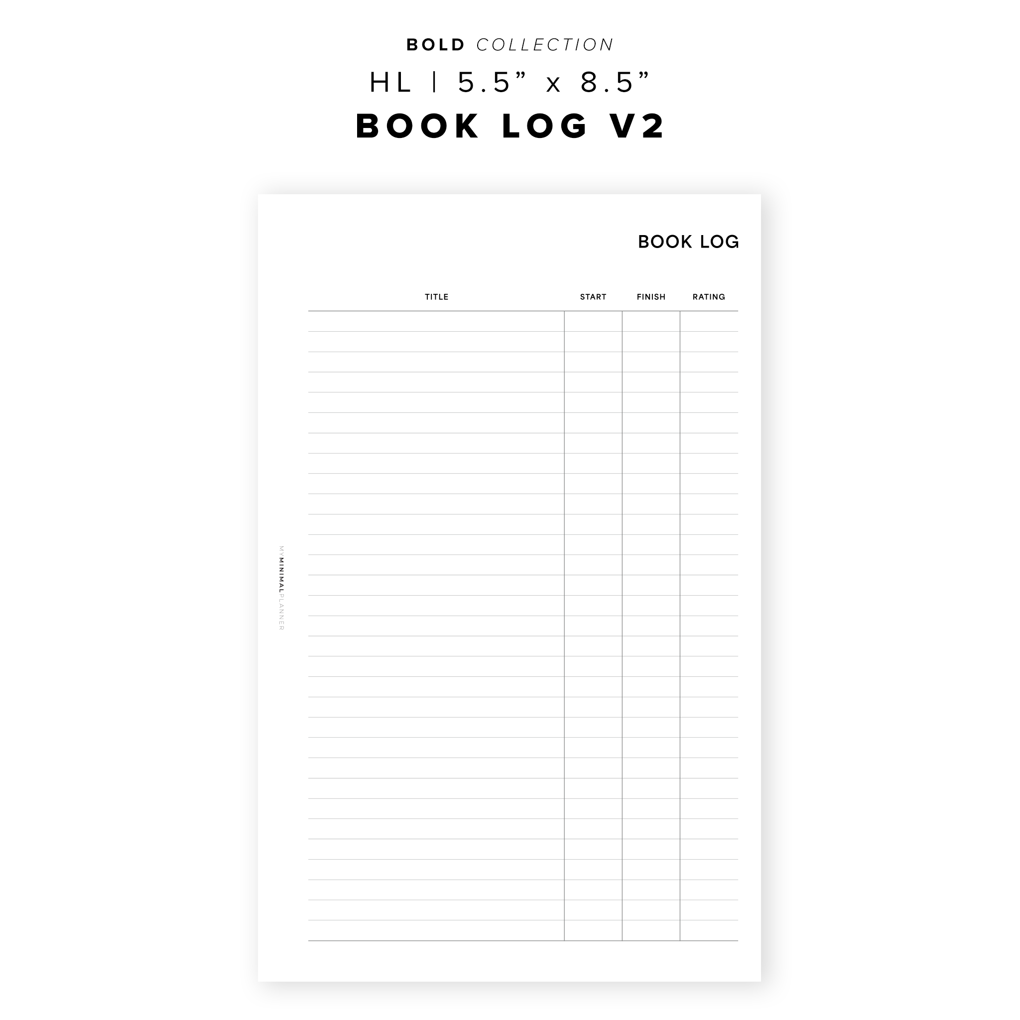 PR294 - Book Log V2 - Printable Insert