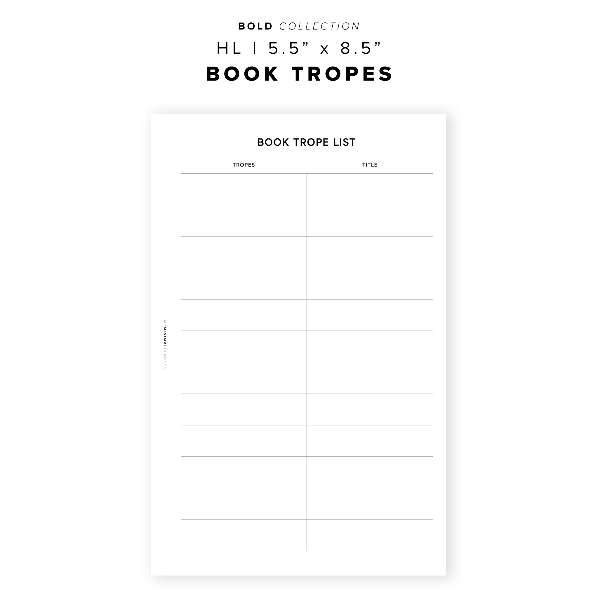 PR291 - Book Tropes - Printable Insert