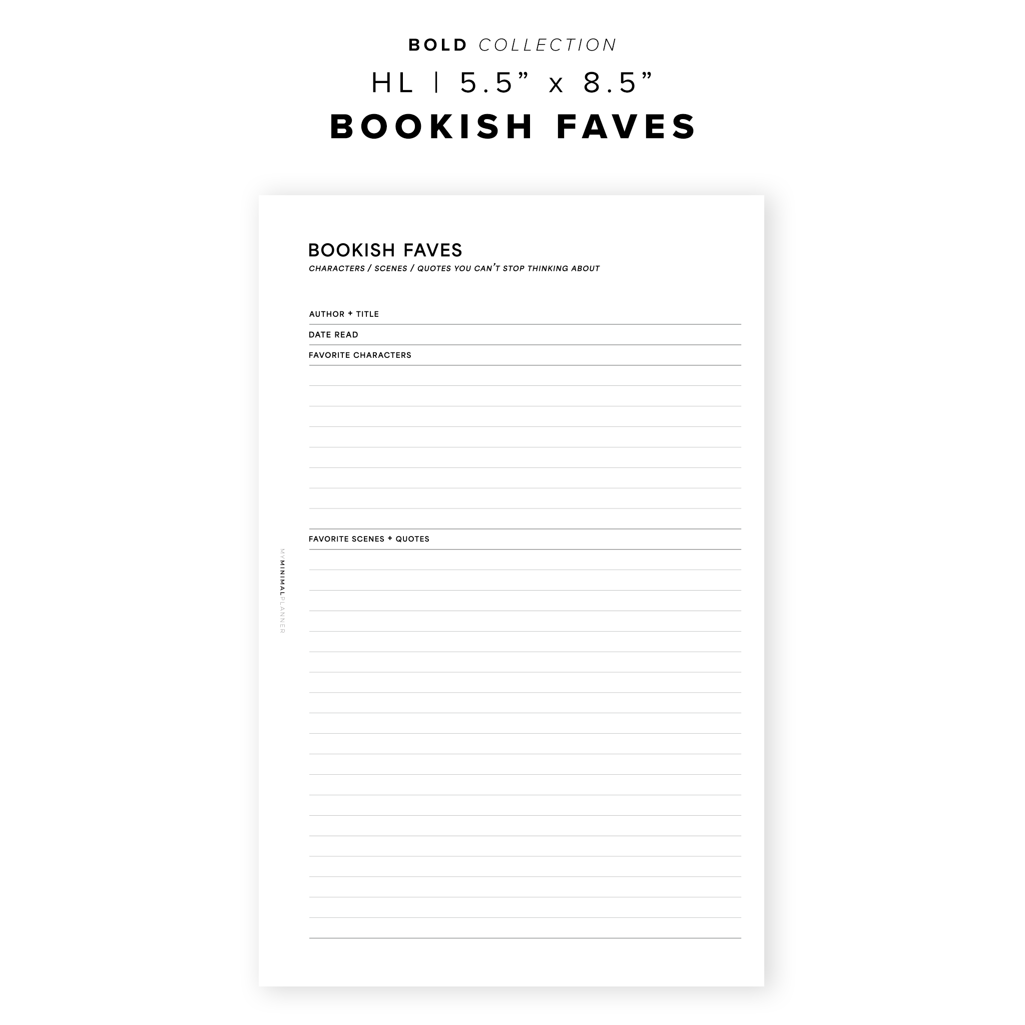 PR279 - Bookish Faves - Printable Insert