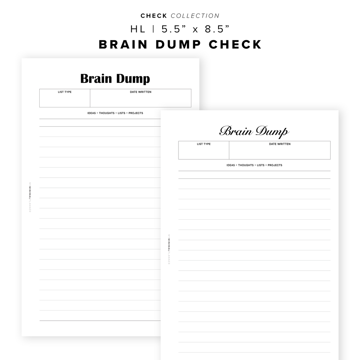 Simple Brain Dump Checklist.pdf PR359 - Brain Dump Check - Printable Insert – My Minimal Planner
