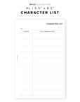 PR329 - Character List - Printable Insert