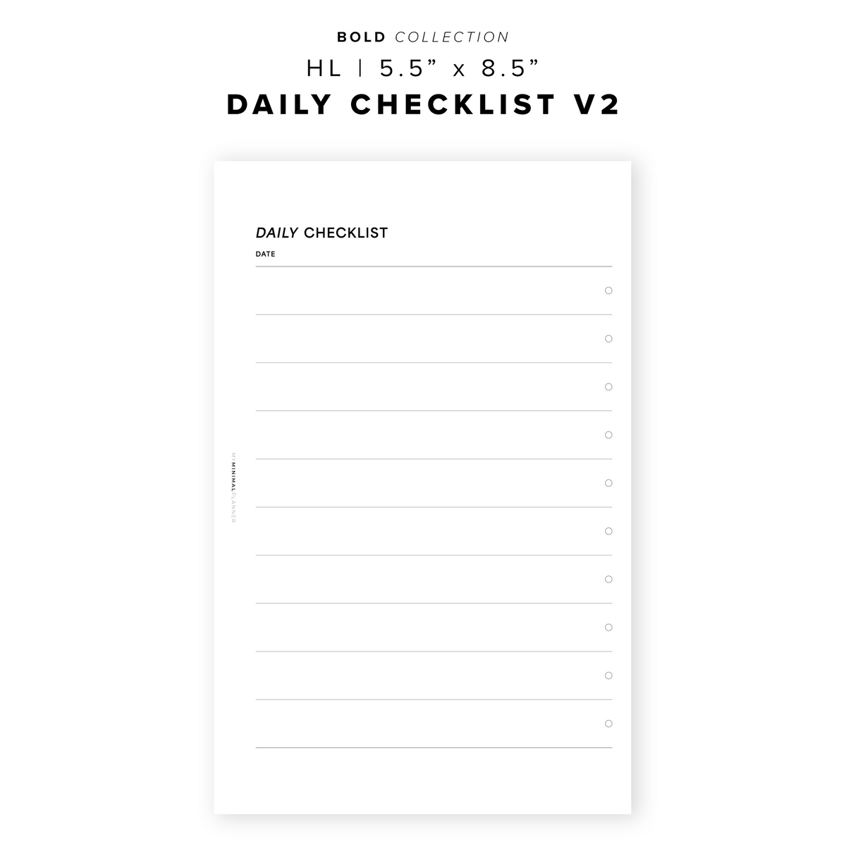 PR326 - Daily Checklist V2 - Printable Insert – My Minimal Planner