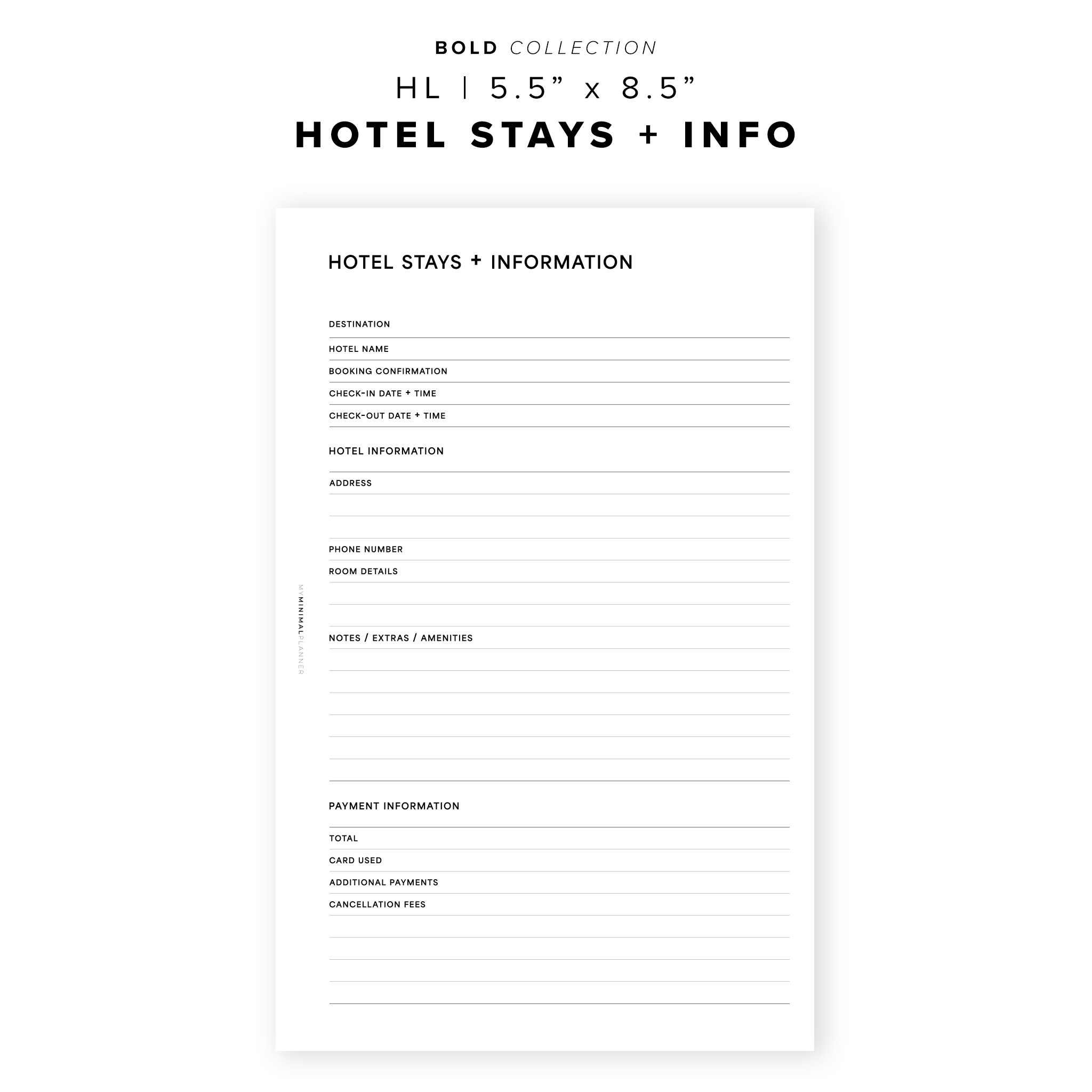 PR271 - Hotel Stays + Information - Printable Insert