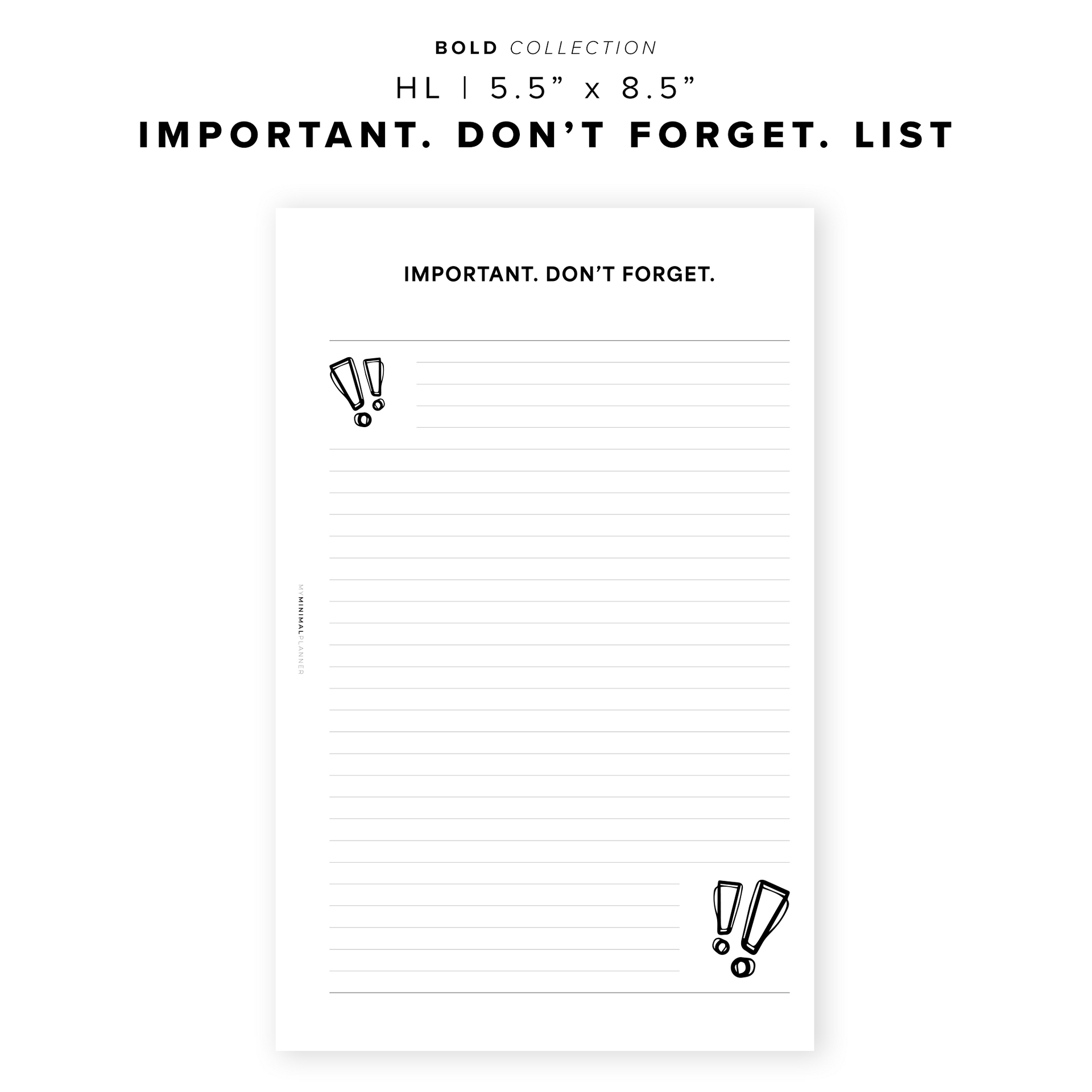 PR231 - Important. Don't Forget List - Printable Insert – My Minimal ...