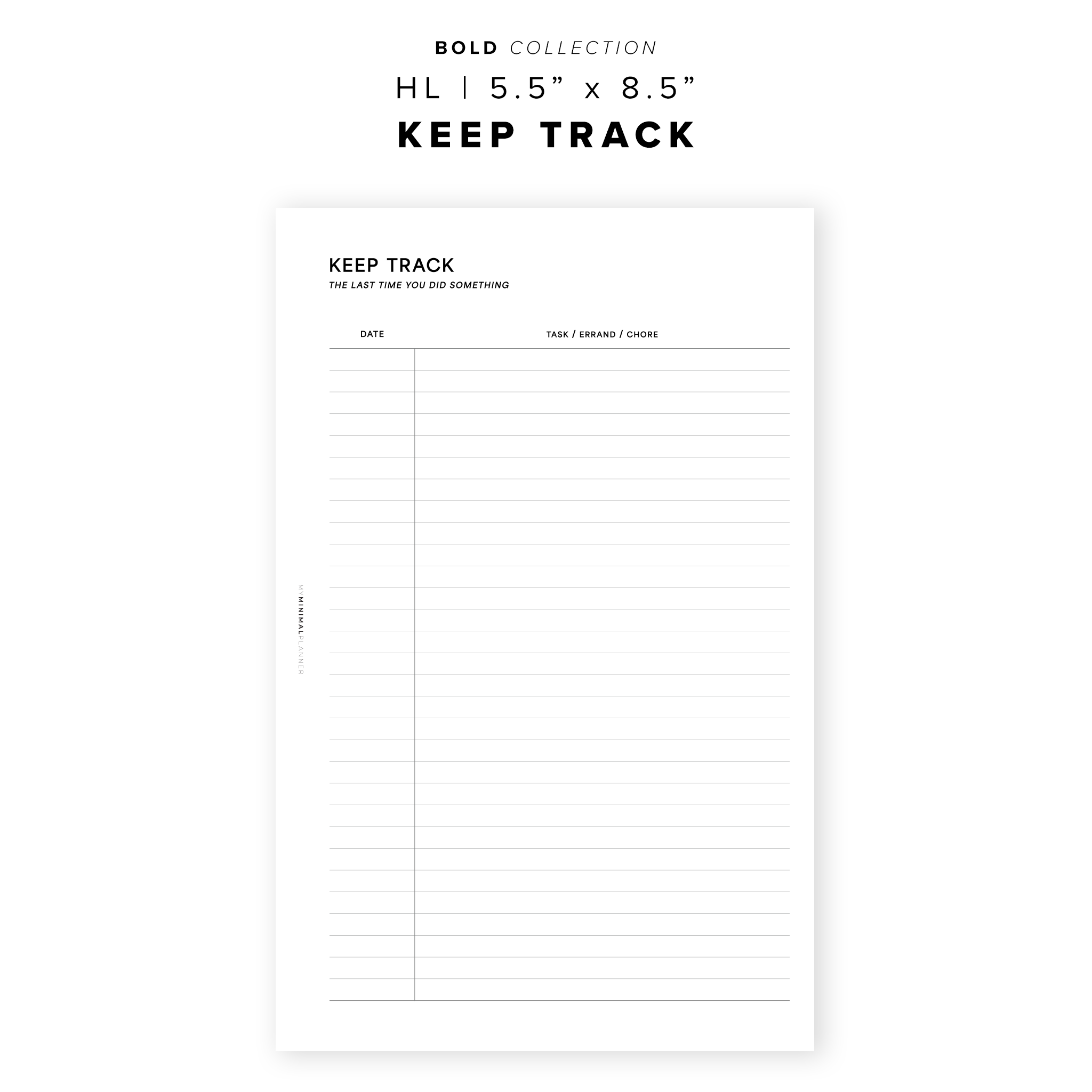 PR247 Keep Track Printable Insert My Minimal Planner