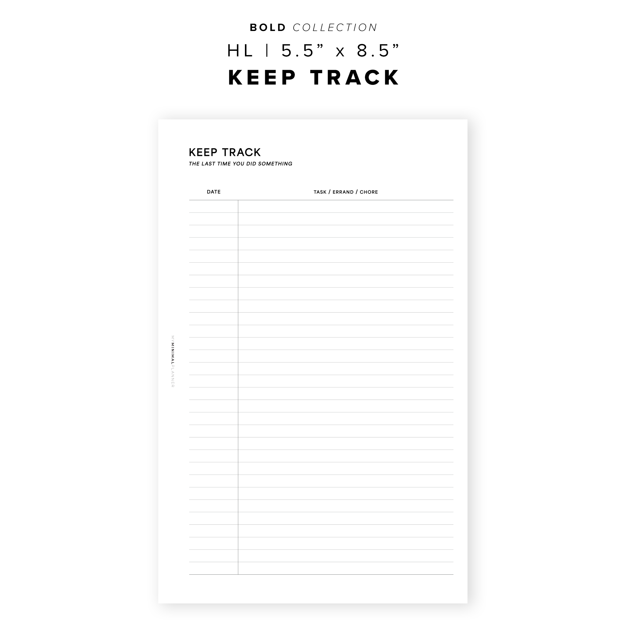 PR247 - Keep Track - Printable Insert