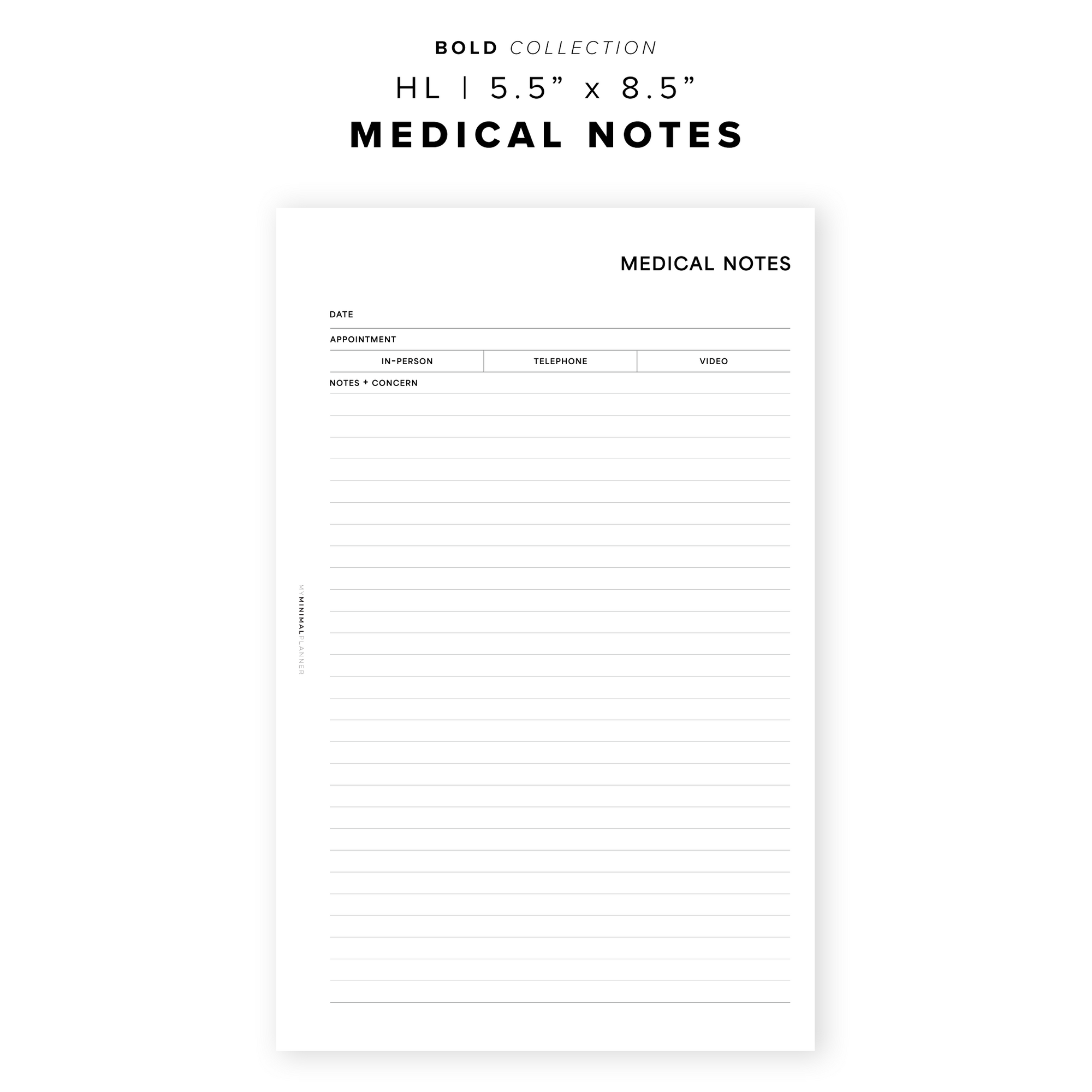 PR338 - Medical Notes - Printable Insert – My Minimal Planner