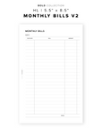 PR288 - Monthly Bills V2 - Printable Insert