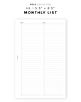 PR305 - Monthly List - Printable Insert