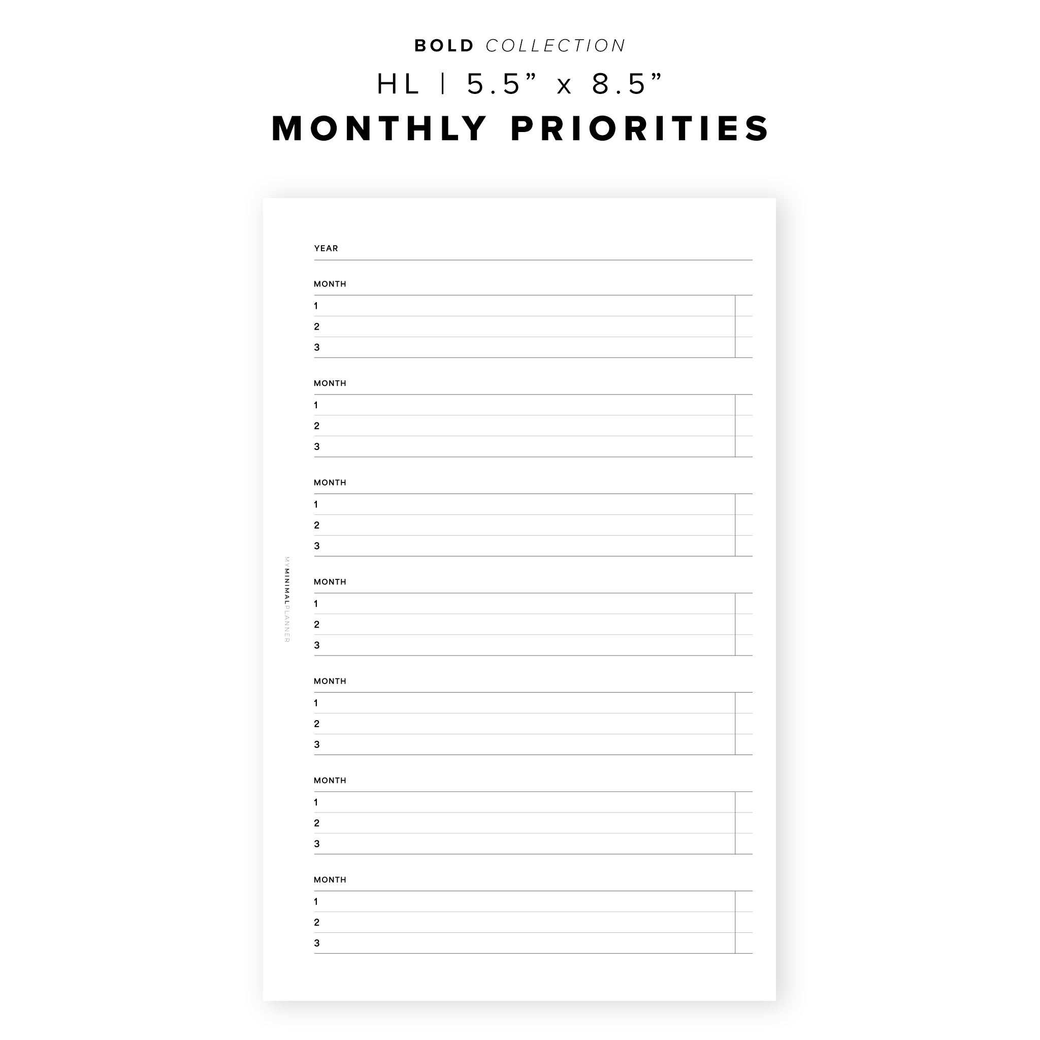 PR306 - Monthly Priorities - Printable Insert