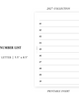 PR369 - Number List - Printable Insert