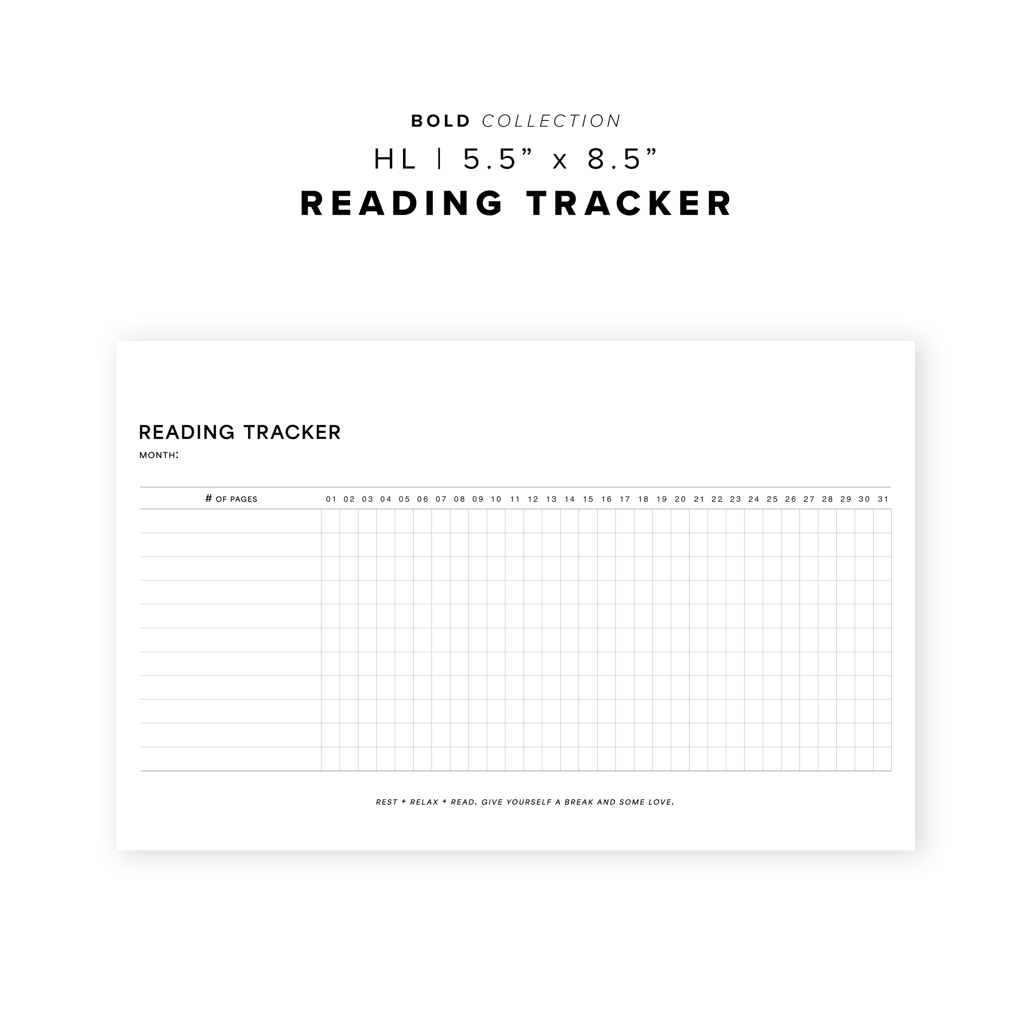 PR215 - Reading Tracker - Printable Insert