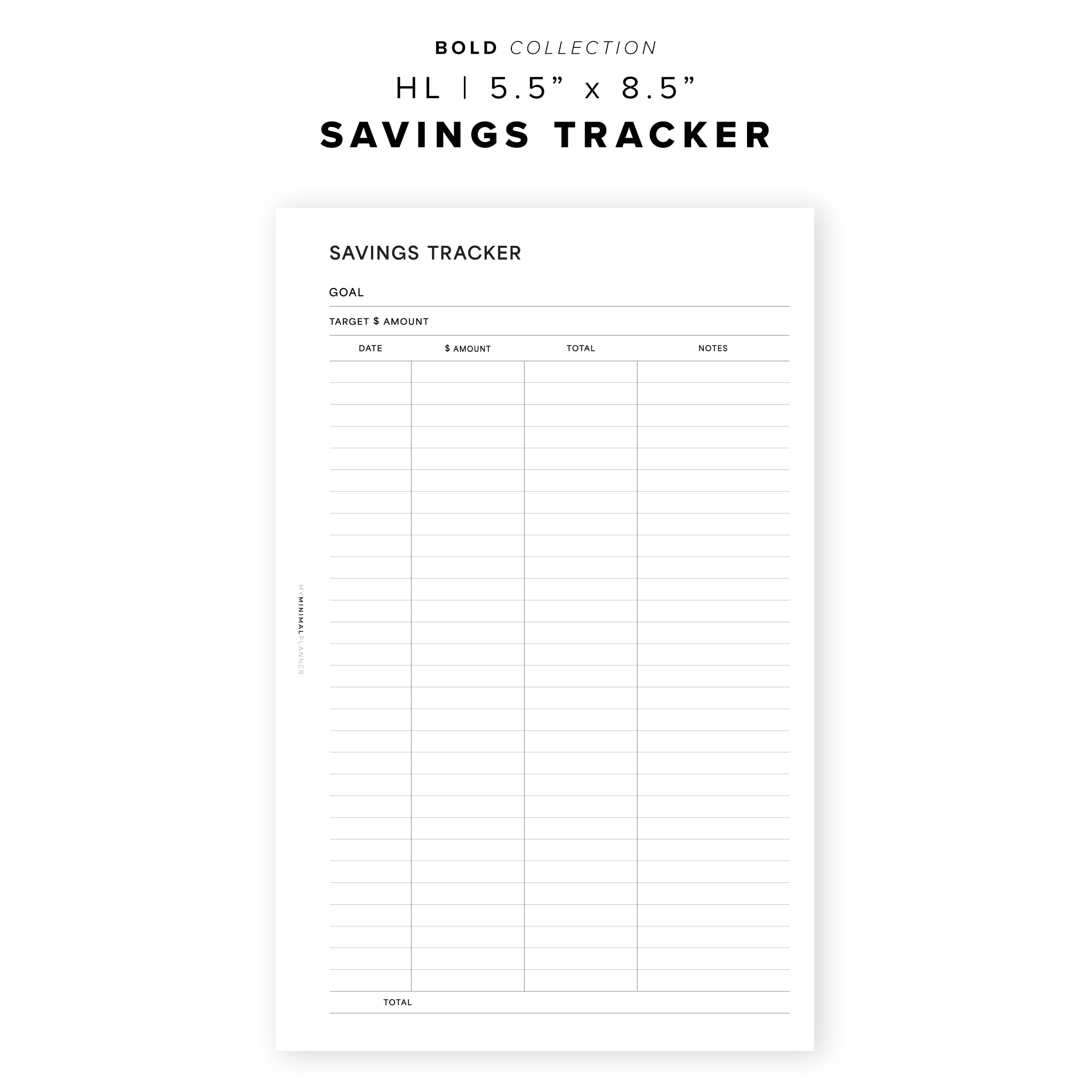 PR227 - Savings Tracker - Printable Insert
