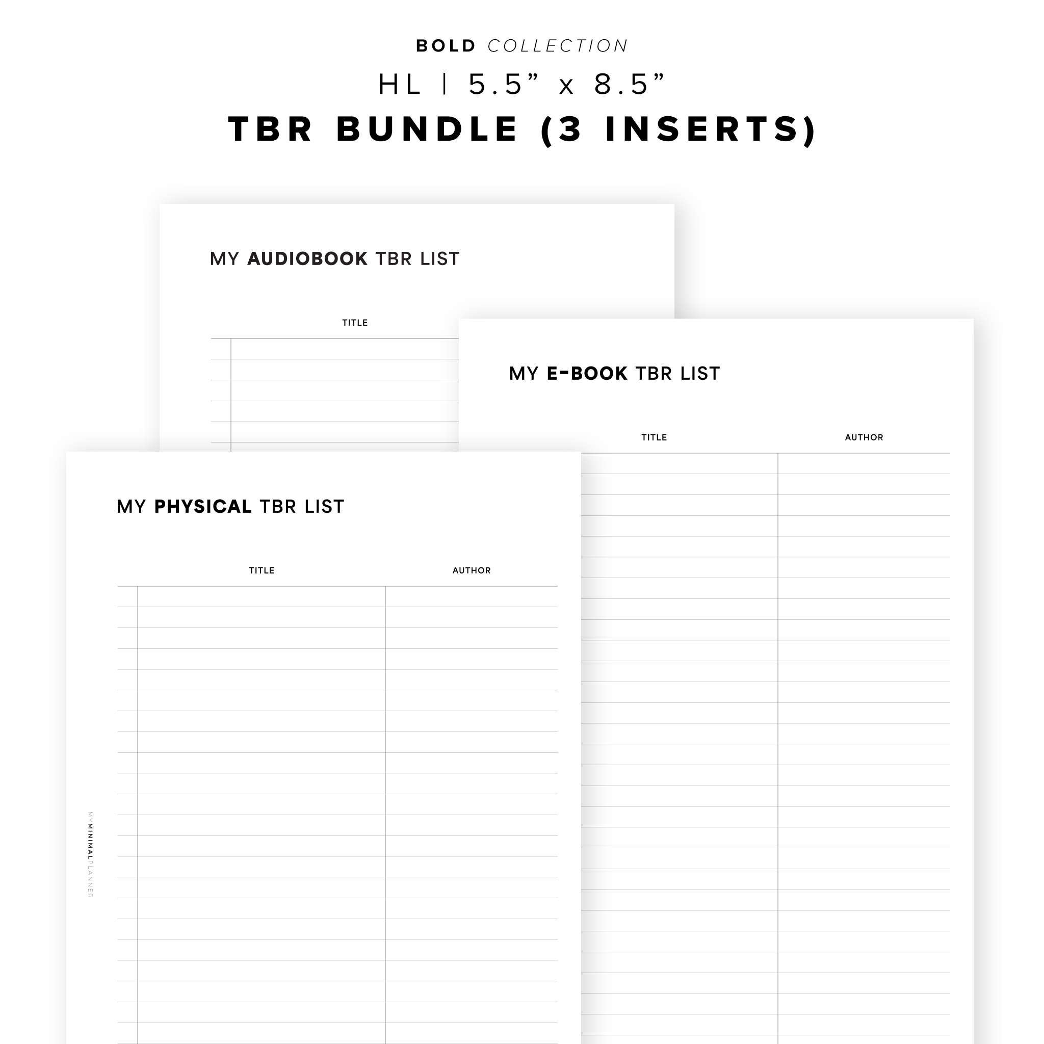 PR254 - TBR Bundle - Printable Insert – My Minimal Planner