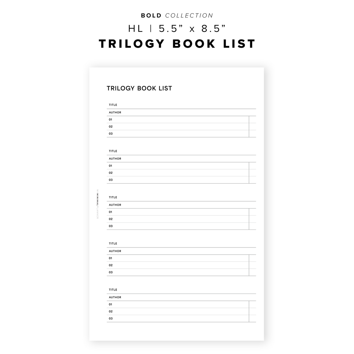 Trilogy Checklist.pdf PR244 - Trilogy Book List - Printable Insert – My Minimal Planner
