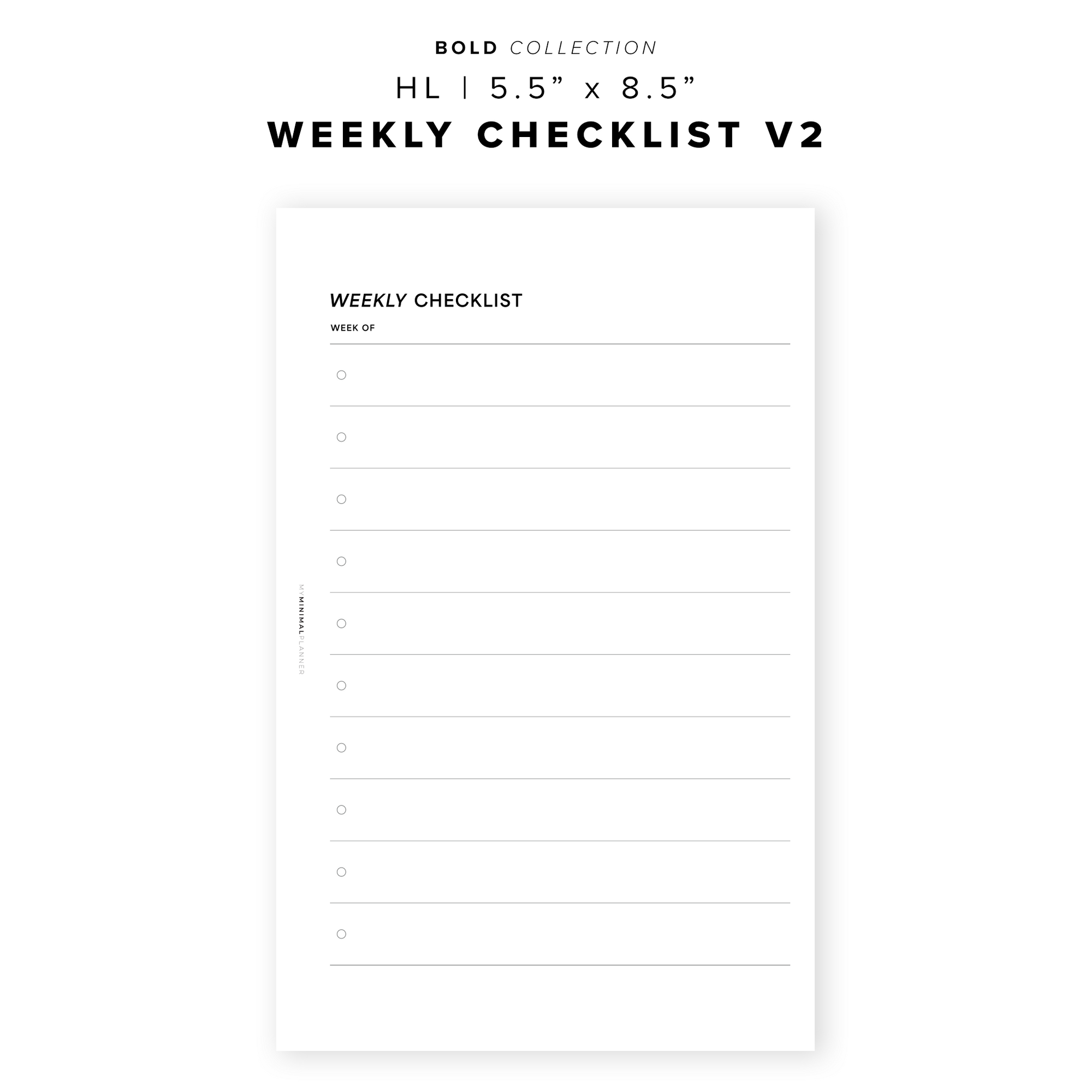 PR327 - Weekly Checklist V2 - Printable Insert