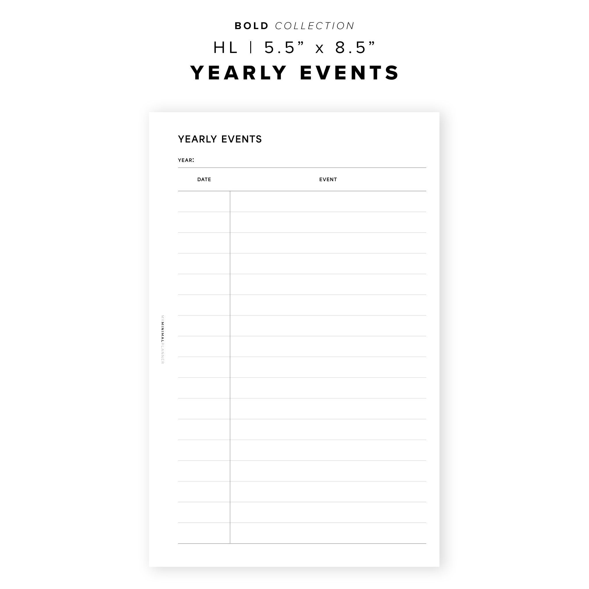 PR286 - Yearly Events - Printable Insert