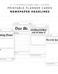 PPC40 - Newspaper Headlines V1 - Printable Planner Cards