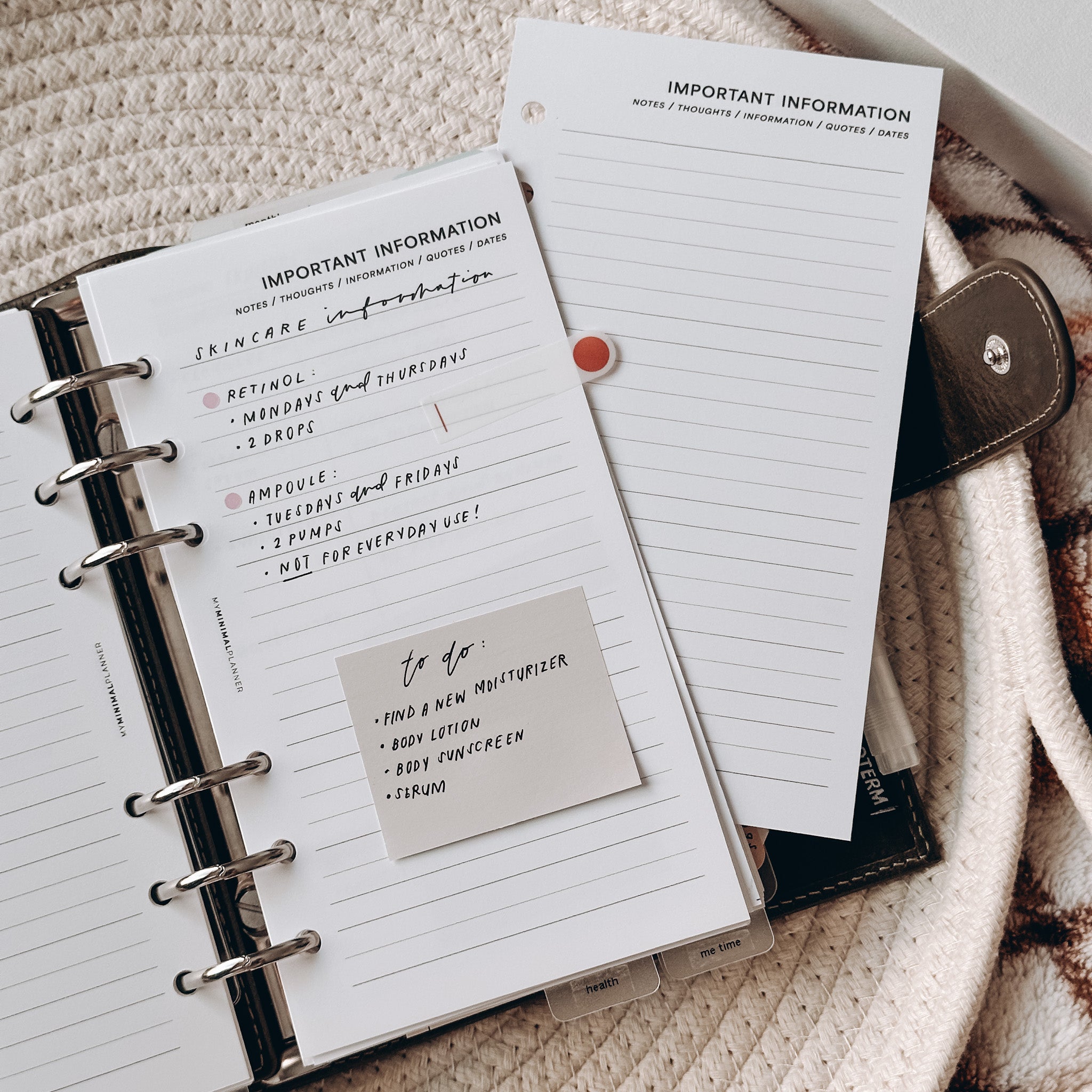 PR210 Important Information Printable Insert My Minimal Planner