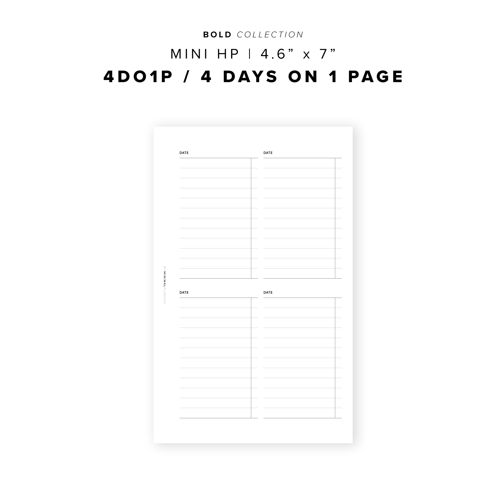 PR290 - 4DO1P / 4 days on one page - Printable Insert