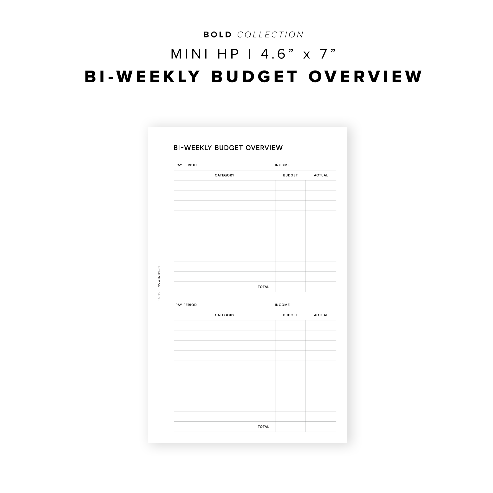 PR229 - Bi-Weekly Budget Overview - Printable Insert