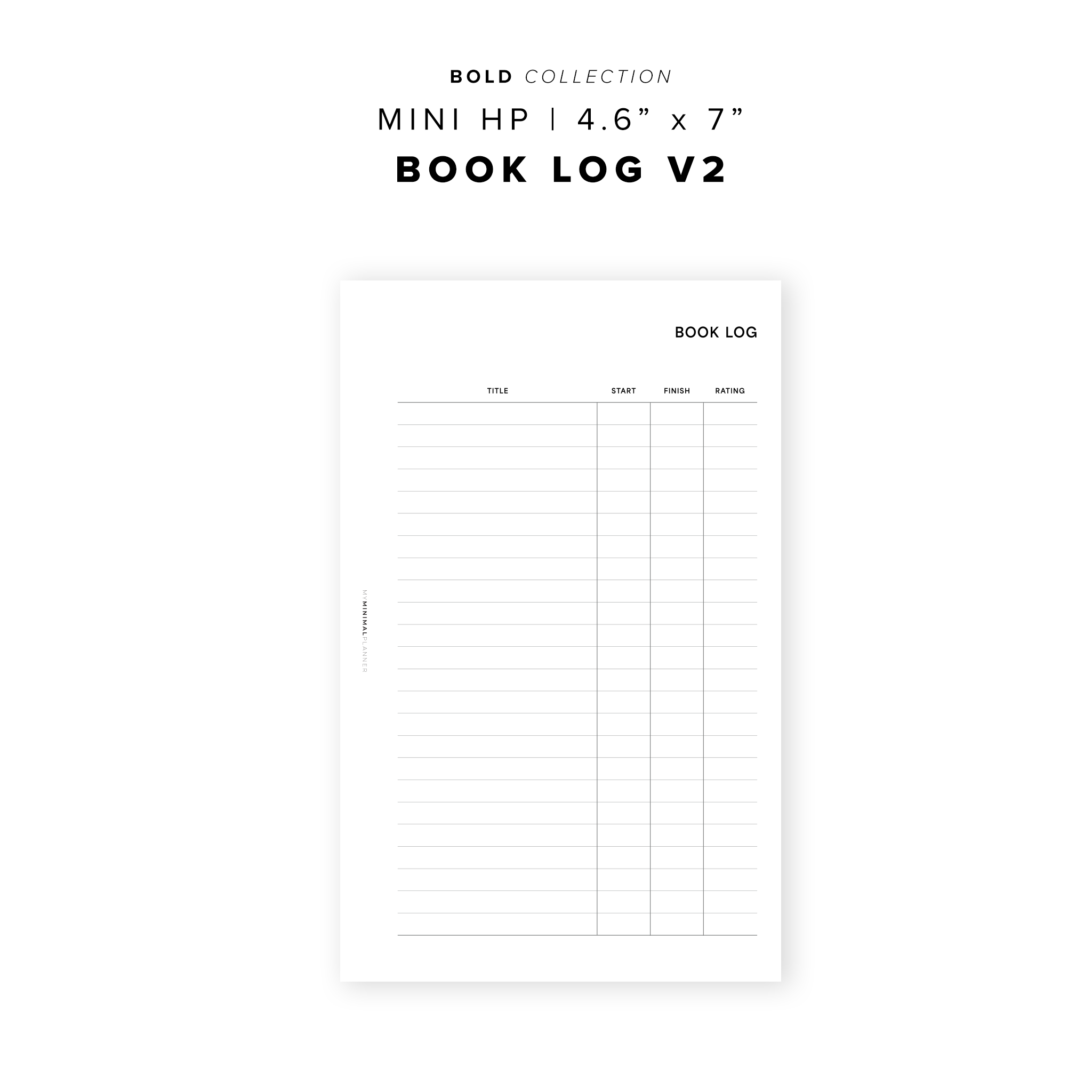 PR294 - Book Log V2 - Printable Insert