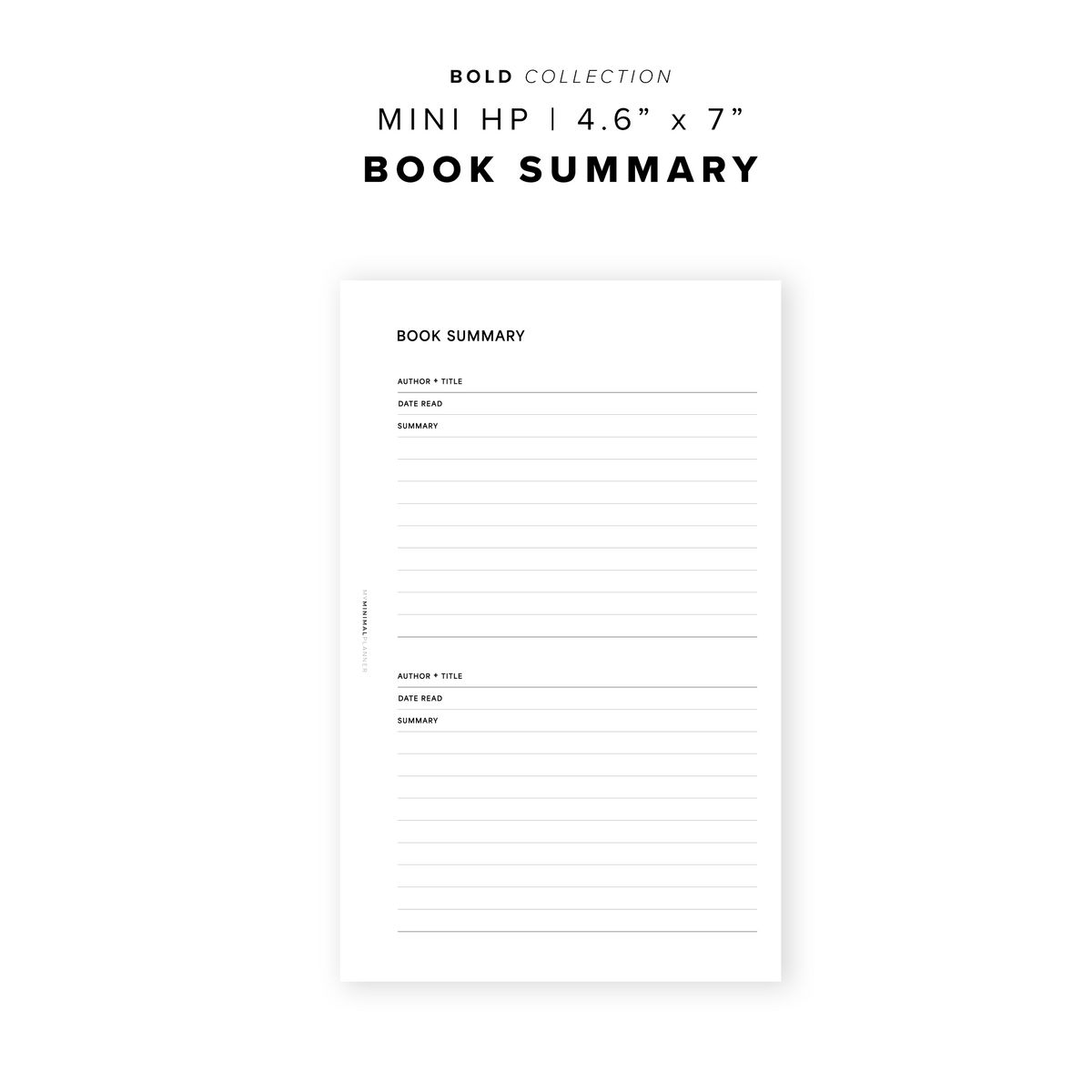 Book Summary.pdf PR302 - Book Summary - Printable Insert – My Minimal Planner