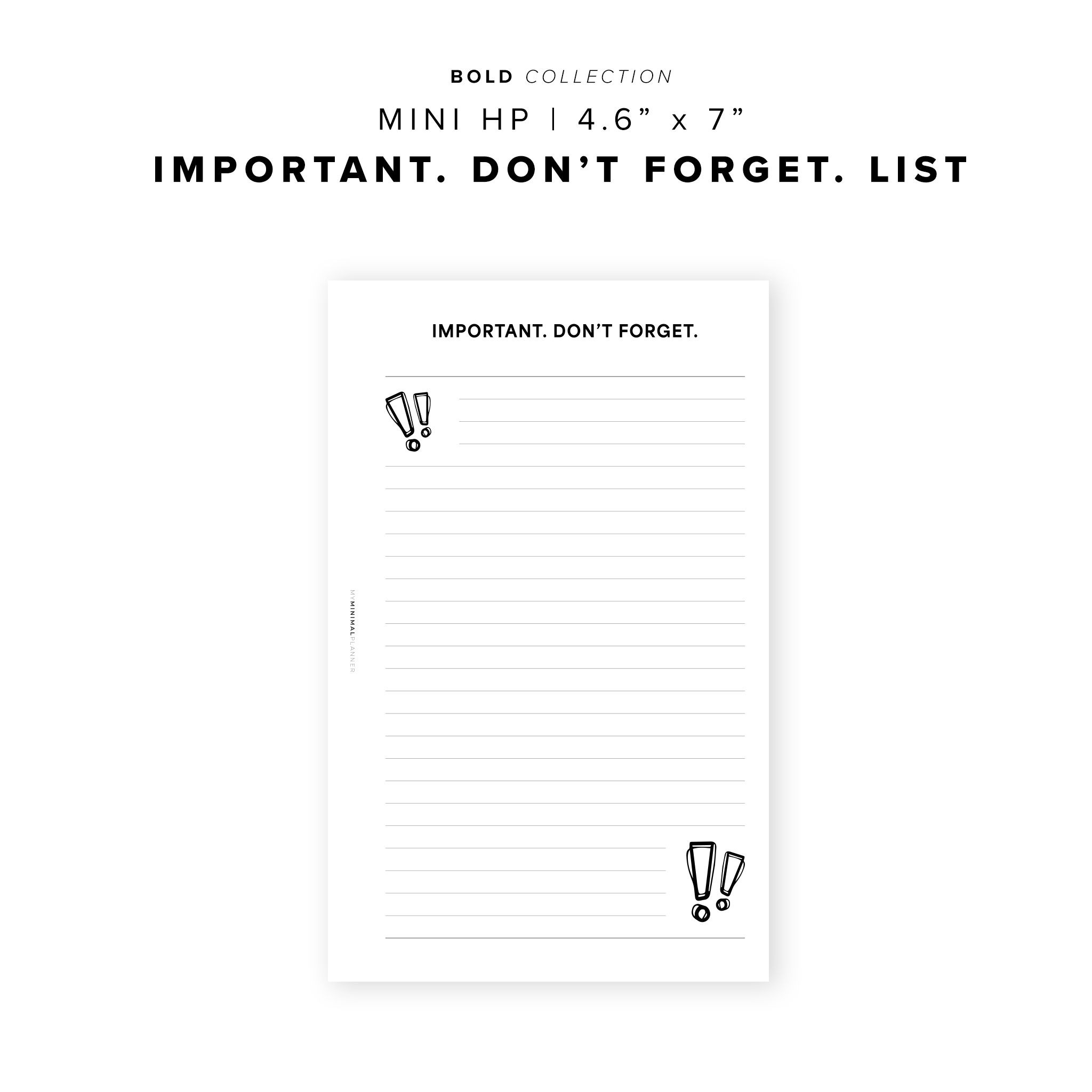PR231 - Important. Don&#39;t Forget List - Printable Insert