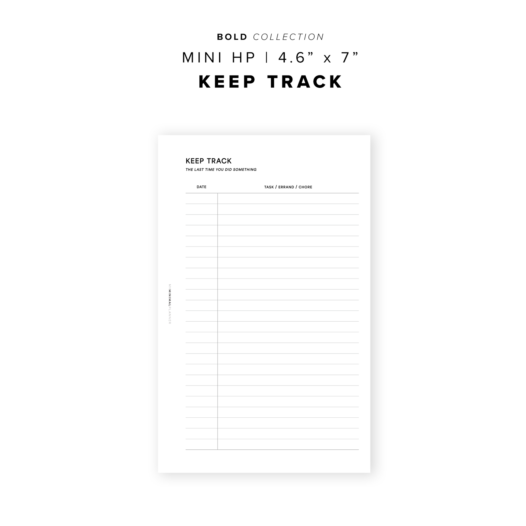 PR247 - Keep Track - Printable Insert – My Minimal Planner