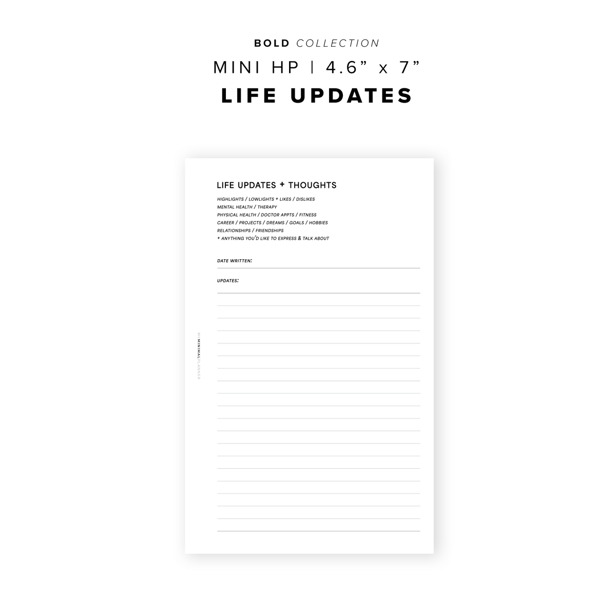 Life Update Sticker PR220 - Life Updates - Printable Insert – My Minimal Planner