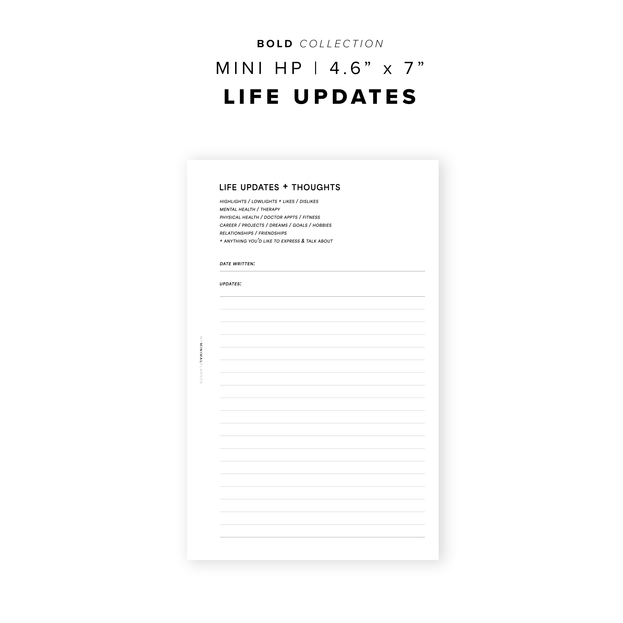 PR220 - Life Updates - Printable Insert – My Minimal Planner