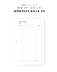 PR288 - Monthly Bills V2 - Printable Insert