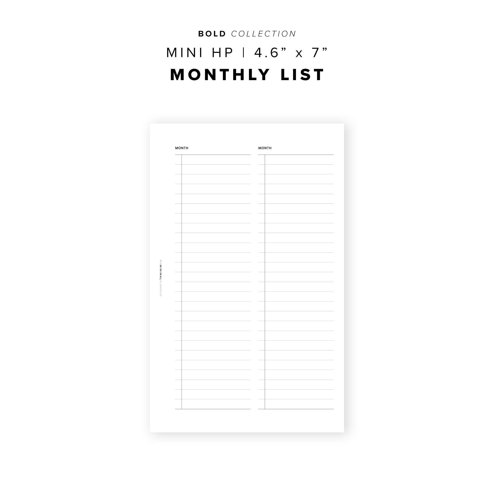 PR305 - Monthly List - Printable Insert