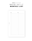 PR305 - Monthly List - Printable Insert