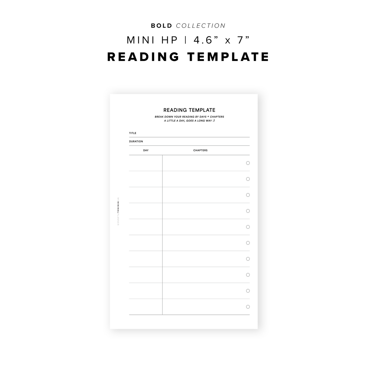 O2 Reading Template D PR238 - Reading Template - Printable Insert – My Minimal Planner