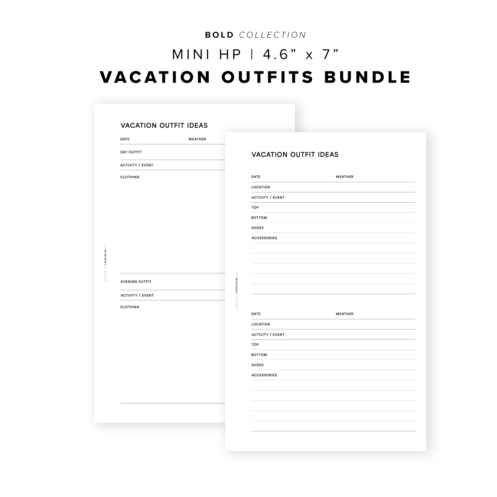 PR262 - Vacation Outfits Bundle - Printable Insert