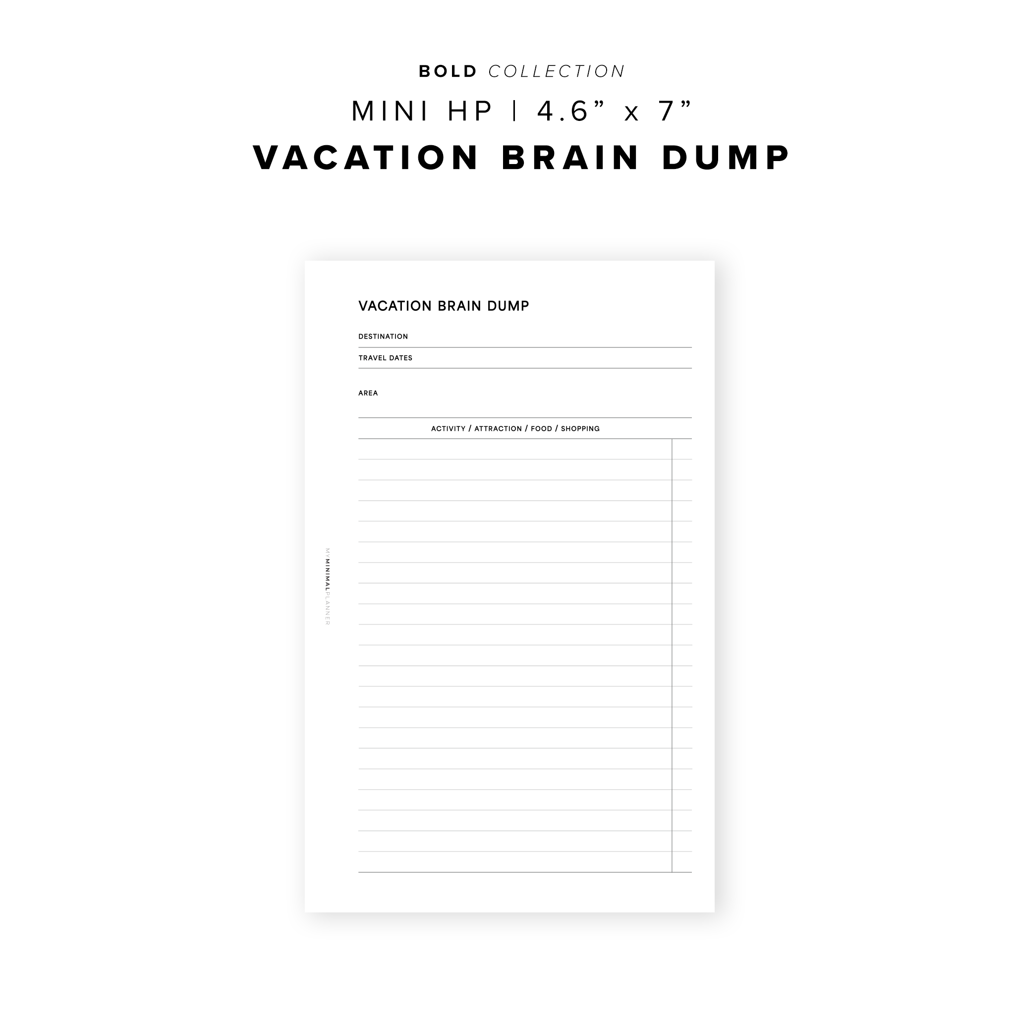 PR258 - Vacation Brain Dump - Printable Insert