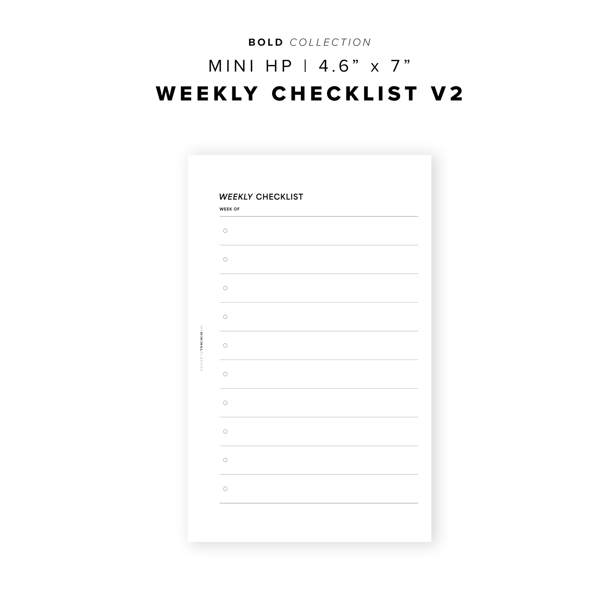 PR327 - Weekly Checklist V2 - Printable Insert