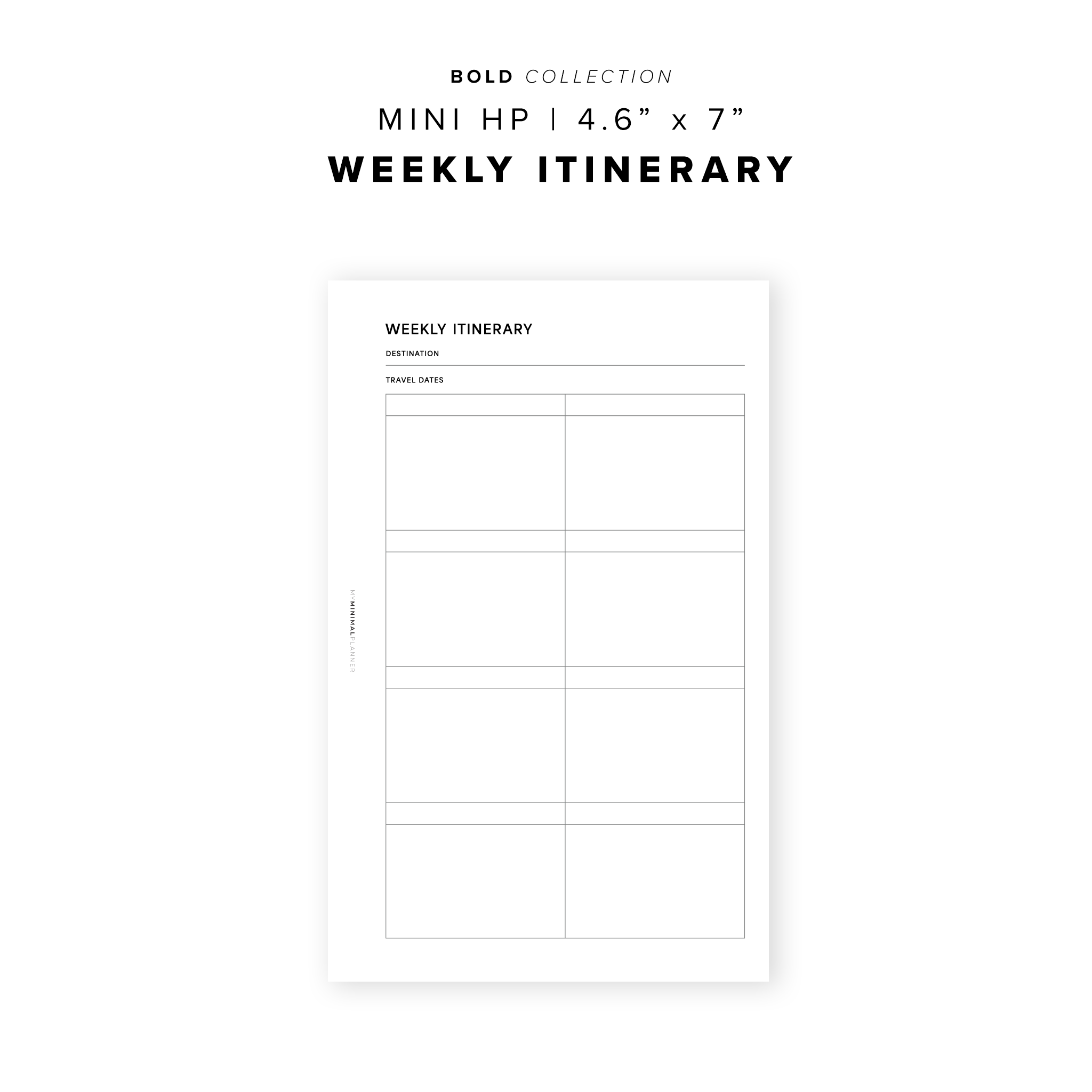PR261 - Weekly Itinerary - Printable Insert