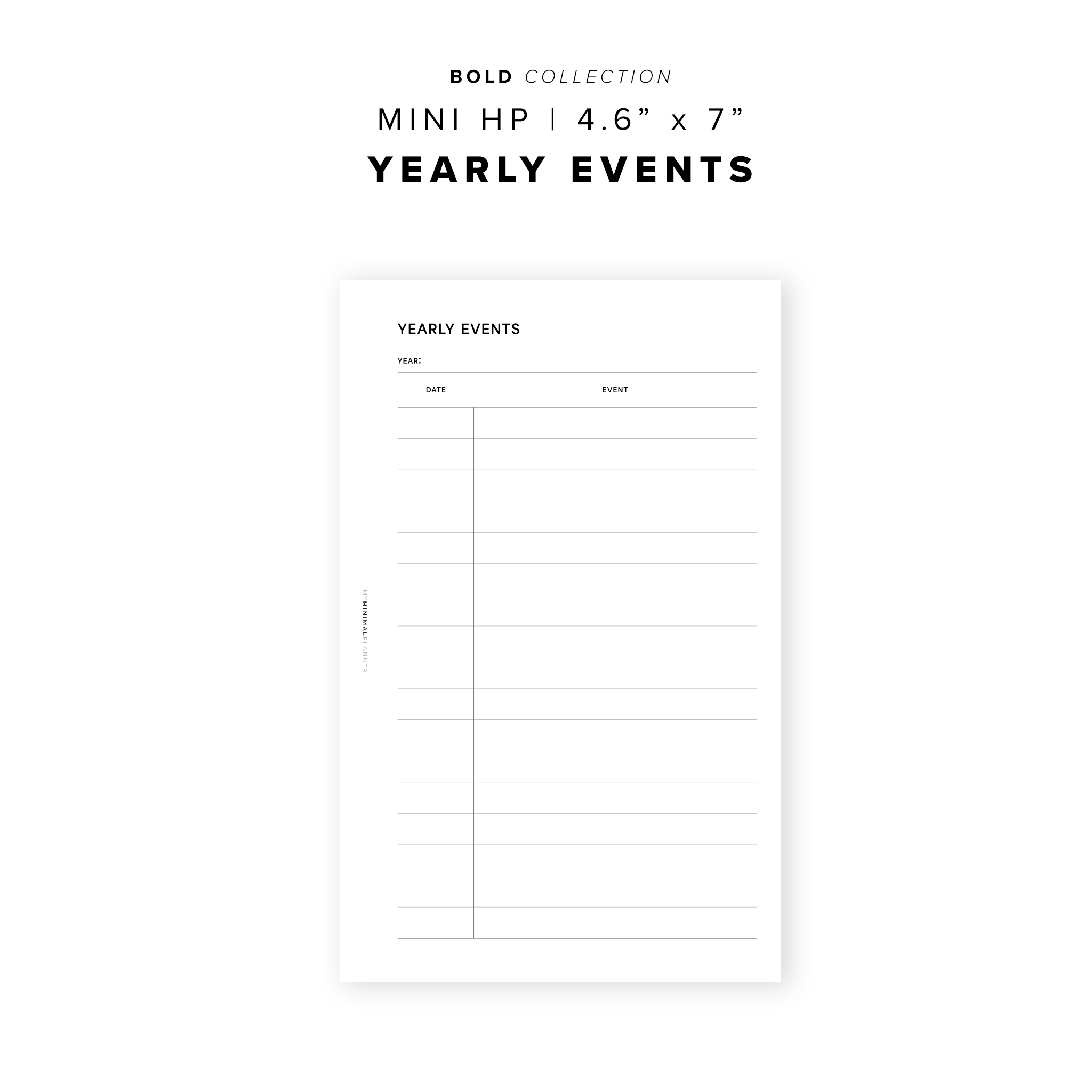 PR286 - Yearly Events - Printable Insert