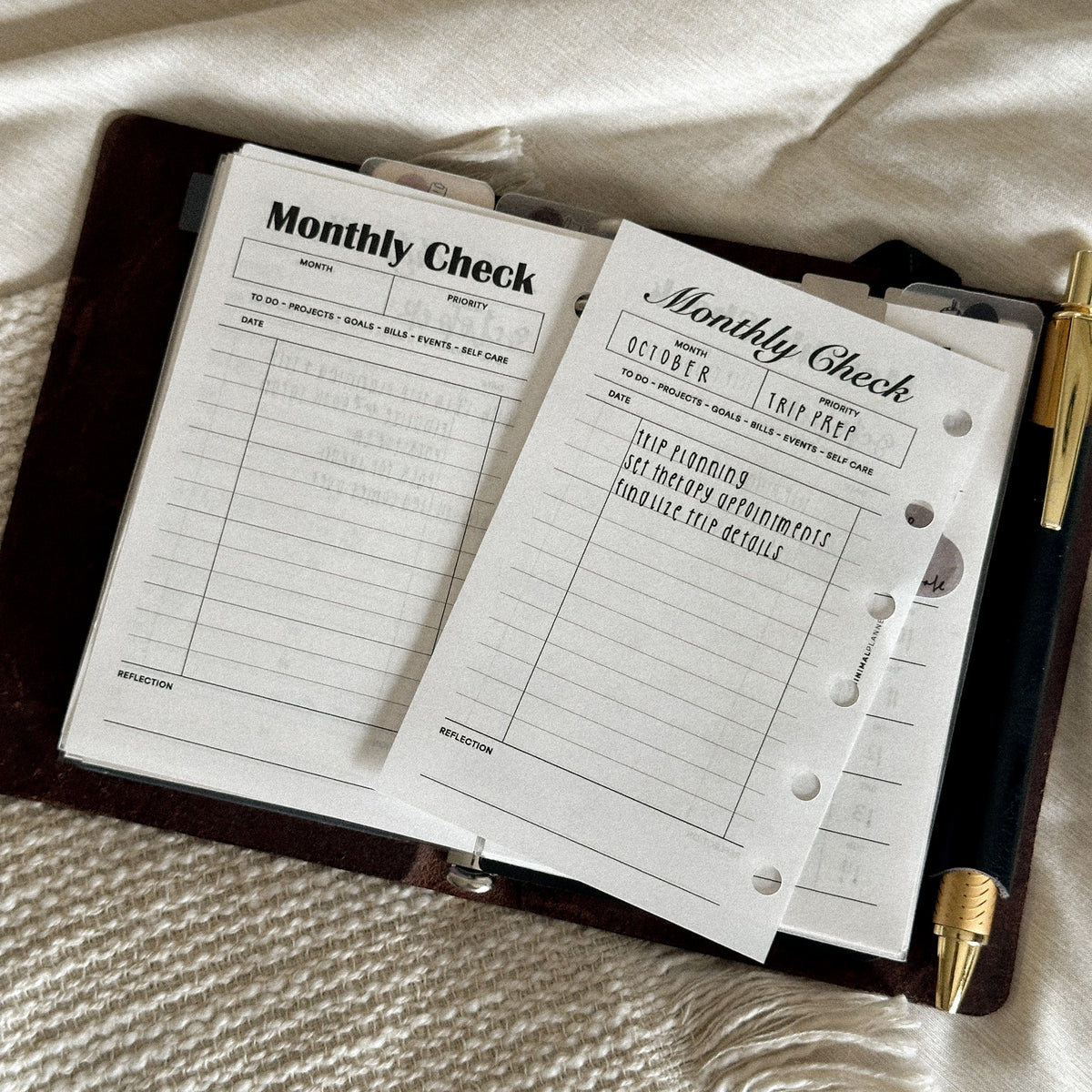 Monthly Check Table PR354 - Monthly Check - Printable Insert – My Minimal Planner