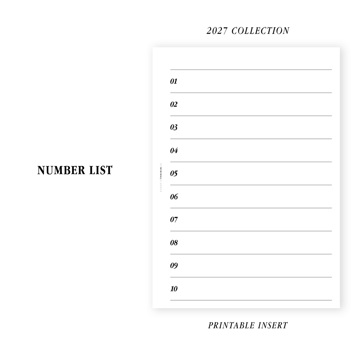 PR369 - Number List - Printable Insert