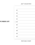 PR369 - Number List - Printable Insert